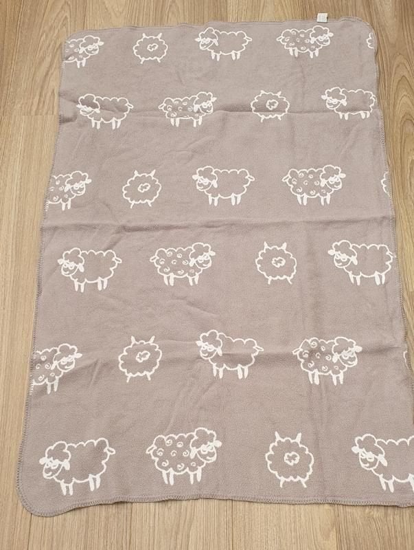 Zara home ledikantdeken katoen grijs wit schaapjes, 120 cm, Zo goed als nieuw, Grijs, Deken