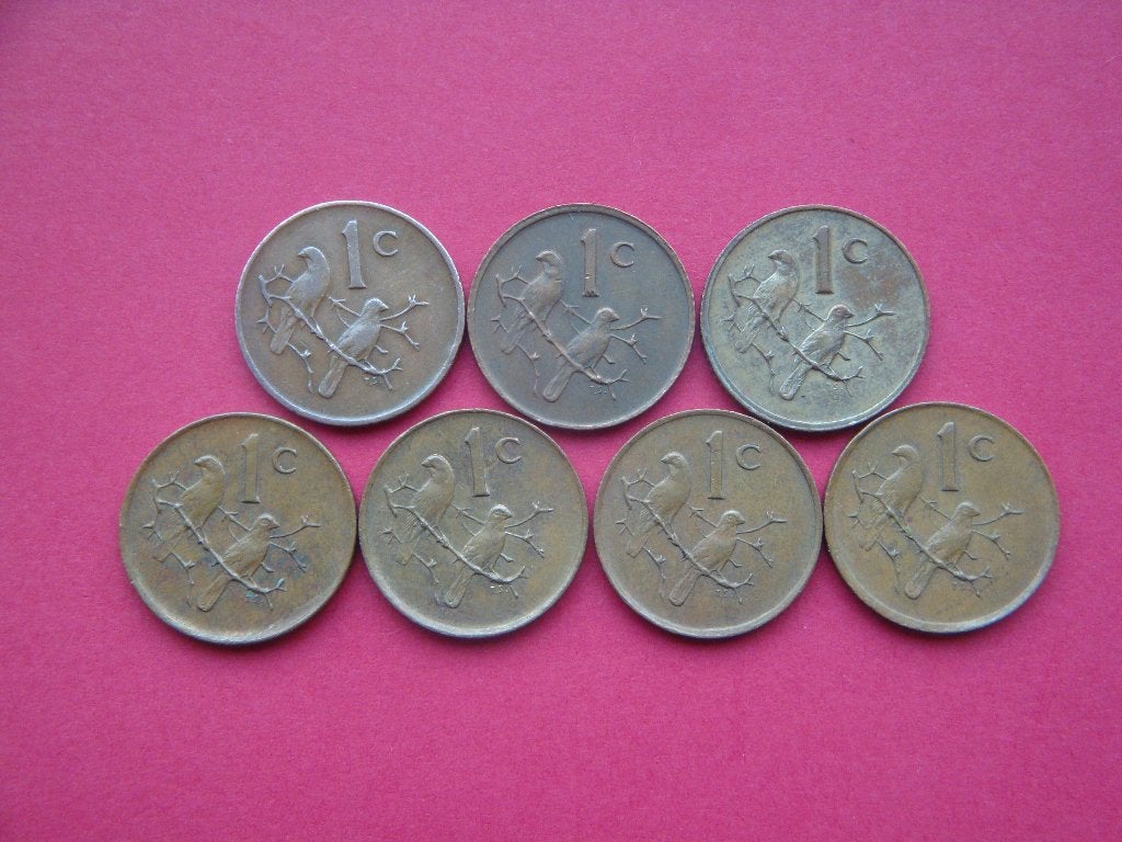 Zuid-Afrika setje munten 1 Cent 1973/1989., Postzegels en Munten, Verzenden, Zuid-Afrika, Setje