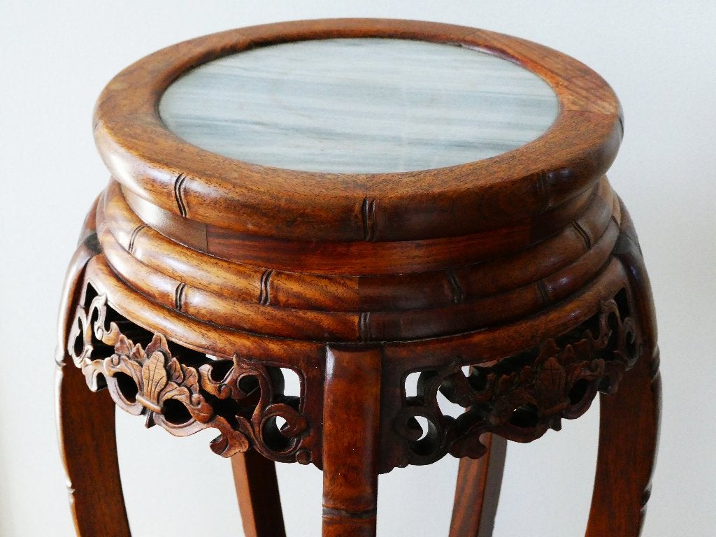 Authentiek Chinees piëdestal plantentafel tafel marmer blad, Ophalen of Verzenden
