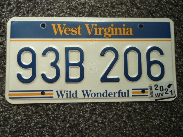 Kentekenplaat licenseplate West Virginia USA, Verzenden, Gebruikt, Auto's
