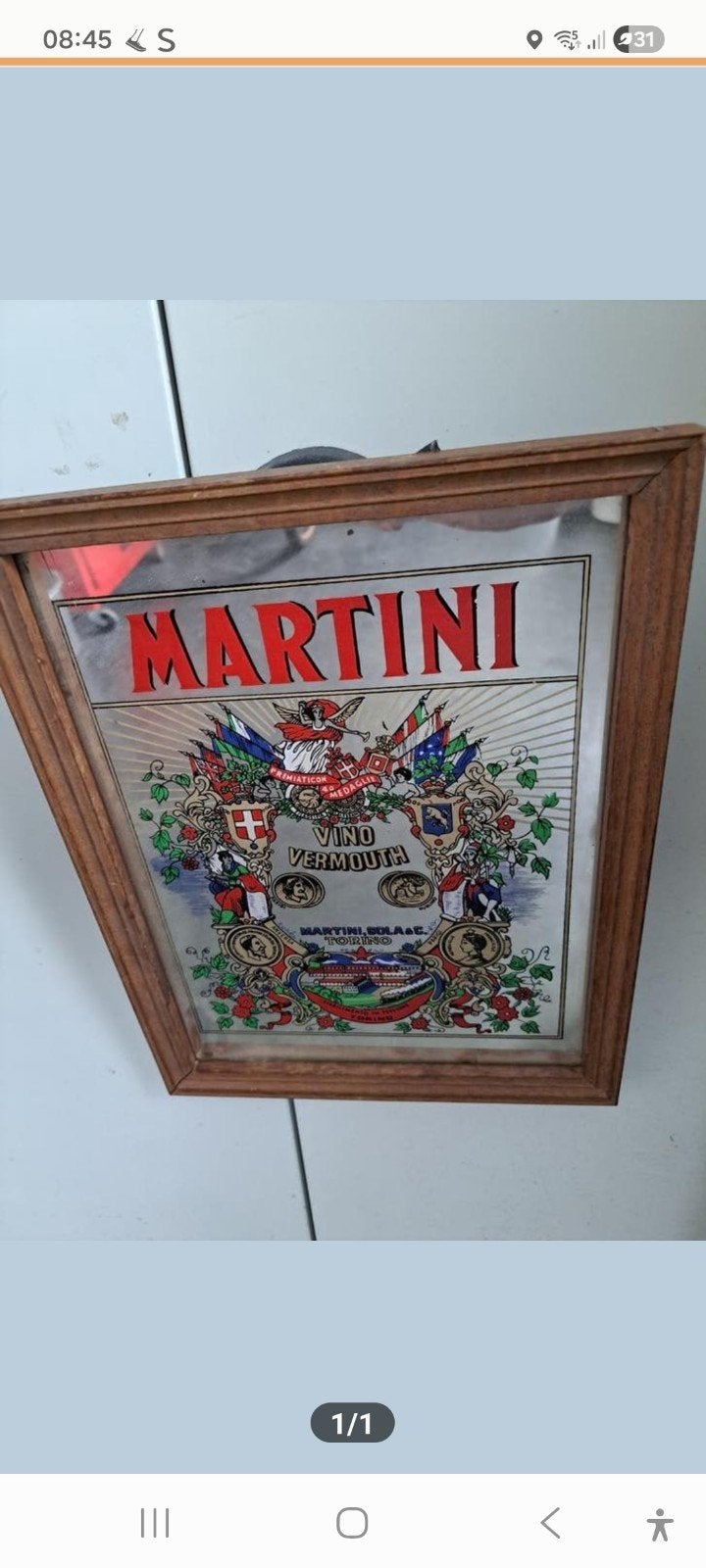 Vintage Martini Vino Vermouth Spiegel Reclamebord, Ophalen, Gebruikt, Reclamebord