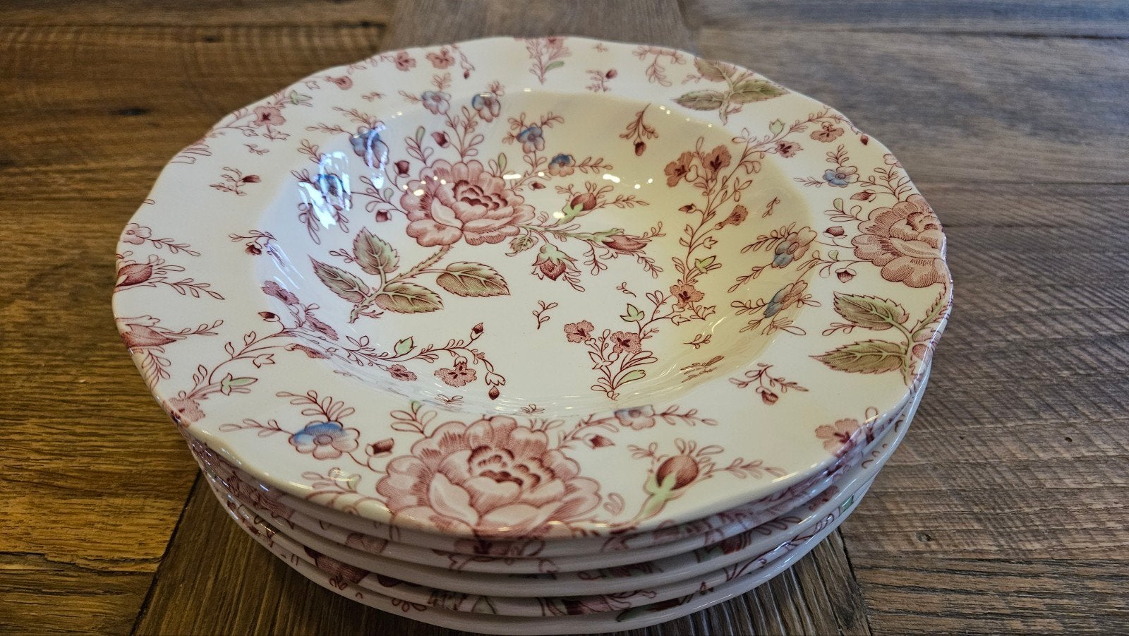 Jonson Brothers Rose Chintz 6 diepe borden., Huis en Inrichting, Ophalen of Verzenden, Porselein, Klassiek, Bord(en)
