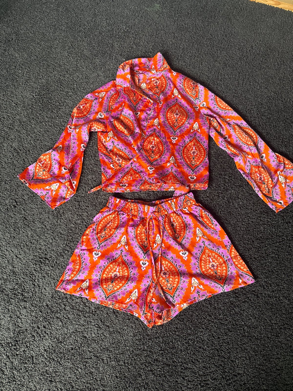 LOAVIES set: blouse met wijde mouwen en short met print, Verzenden, Zo goed als nieuw