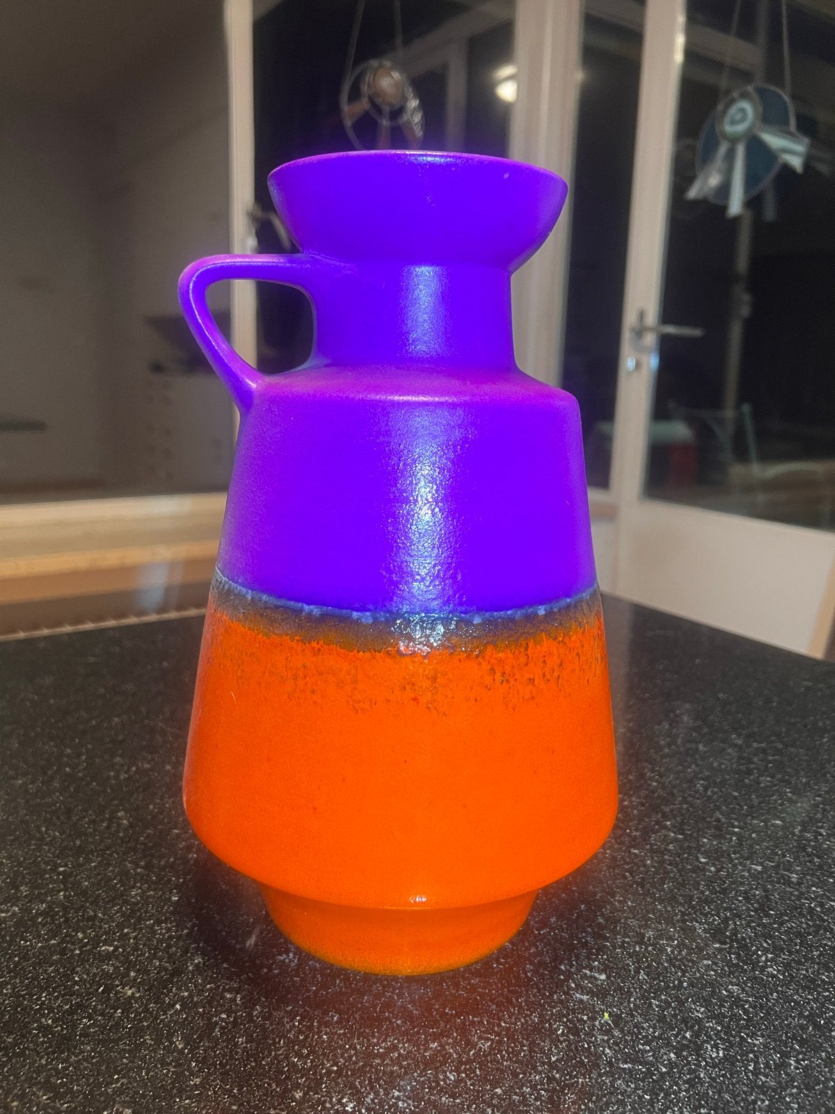 Vintage West Germany Vaas - Oranje/Paars Fat Lava Stijl, Ophalen