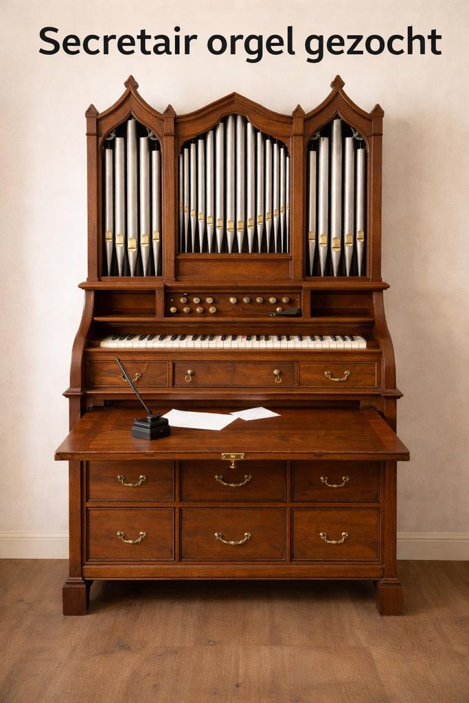 Gezocht: Secretaire-orgel / pijporgel, Muziek en Instrumenten, Orgels, Ophalen, Gebruikt, 1 klavier, Orgel