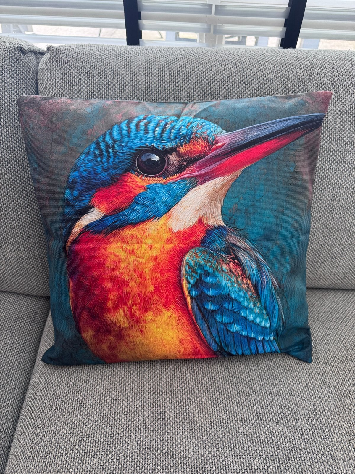 Kussenhoes IJsvogel 45x45cm - Dubbelzijdig Bedrukt, Huis en Inrichting, Meerkleurig, Nieuw, Ophalen of Verzenden, Dubbelzijdig