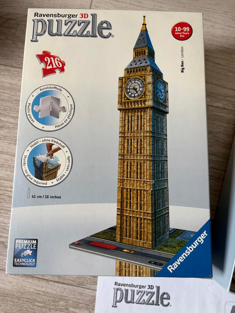 Ravensburger 3D Puzzel Big Ben London 216 stukjes, Ophalen of Verzenden, Zo goed als nieuw, Rubik's of 3D-puzzel