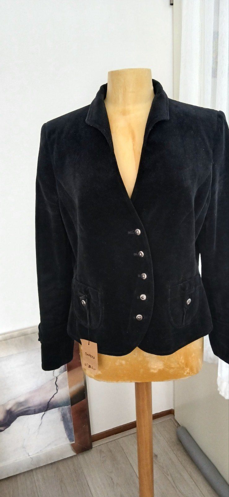 SCARVA Jasje fluweel dk blauw mt M, Kleding | Dames, Maat 38/40 (M), Zo goed als nieuw, Jasje, SCARVA