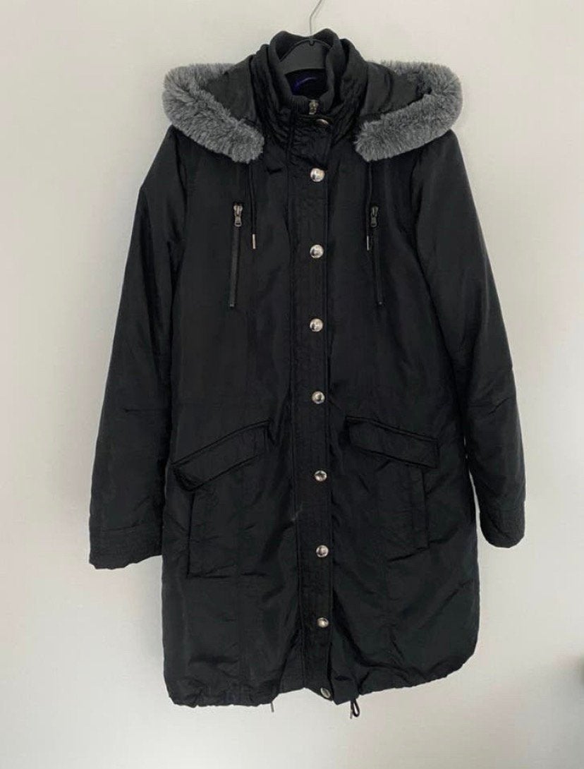 dames warme winterjas zwart. Maat L, Kleding | Dames, Verzenden, Zo goed als nieuw, Maat 42/44 (L), Zwart