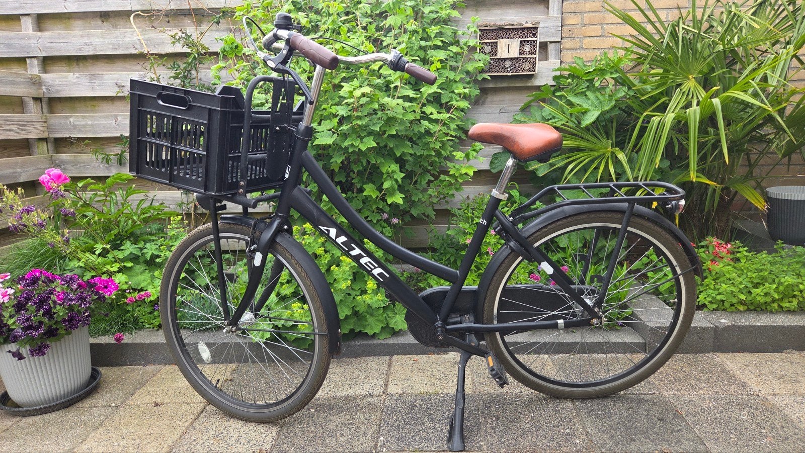 Altec Transportfiets meisjes mat zwart met Mand, Terugtraprem, Gebruikt, Versnellingen, Minder dan 47 cm