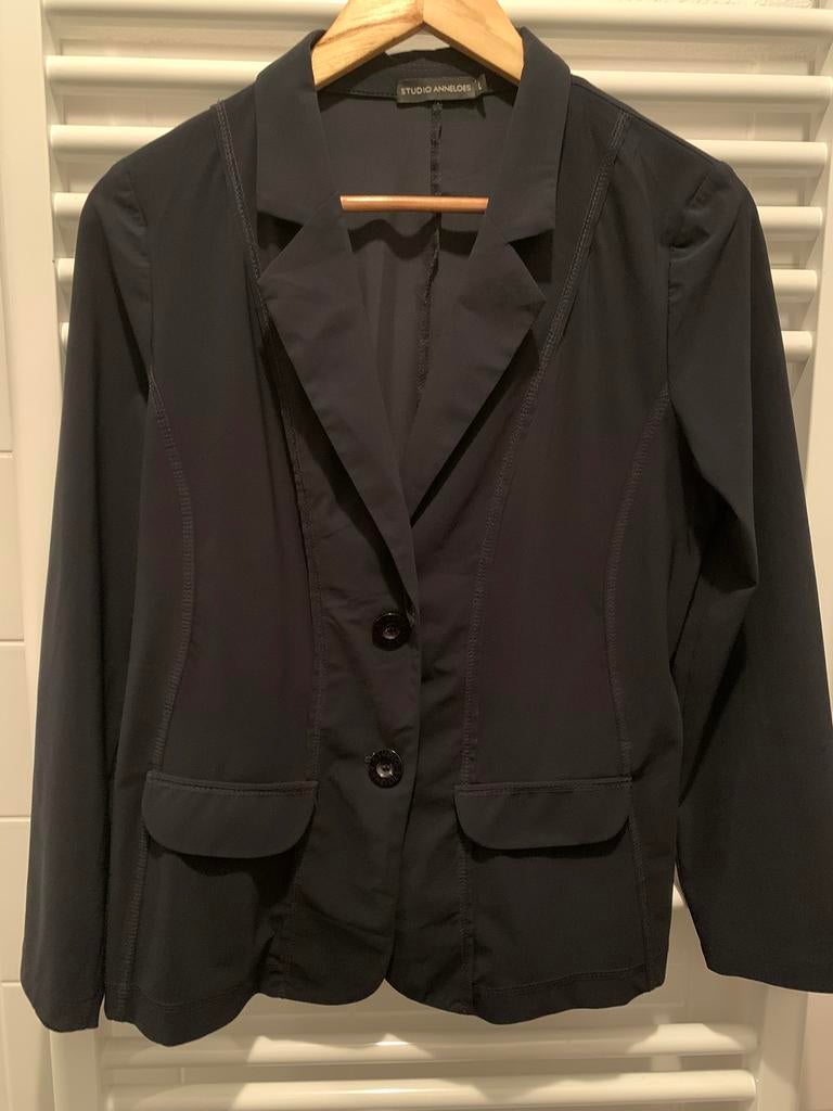 Zwart travelstof colbert, Studio Anneloes, mt L, Ophalen, Zwart, Maat 42/44 (L), Zo goed als nieuw