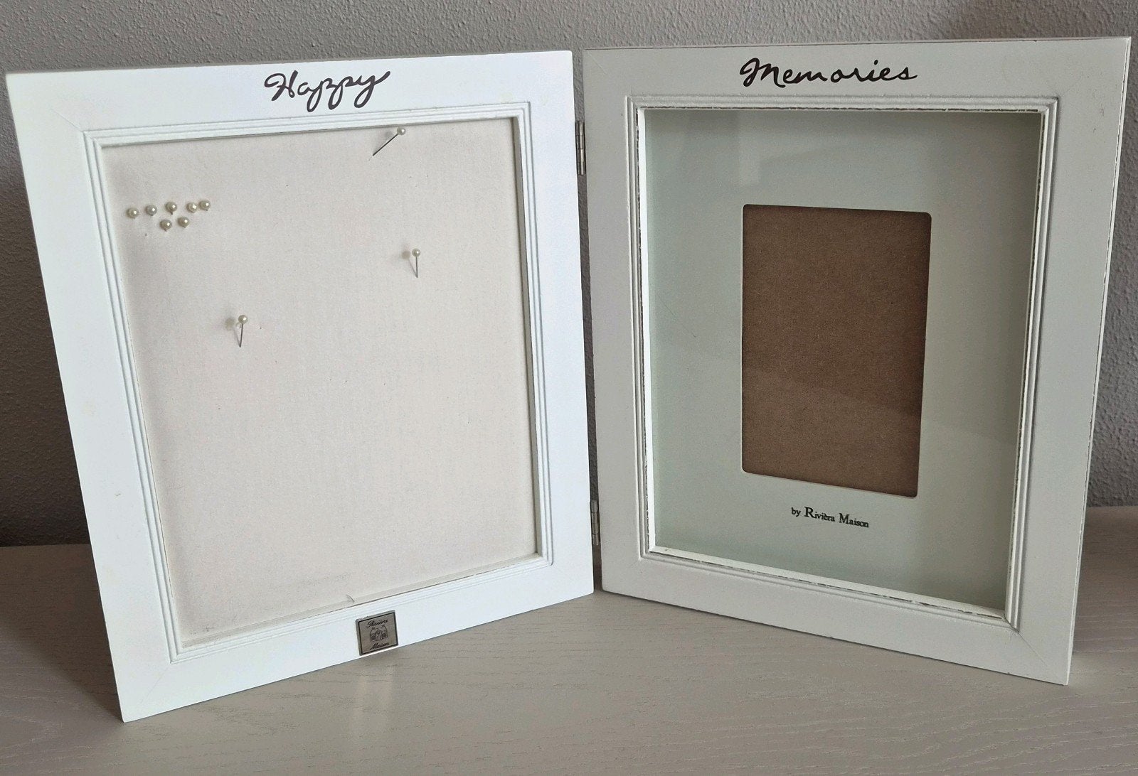 Riviera Maison Fotolijsten 'Happy' en 'Memories' (set van 2), Met afbeelding, Ophalen of Verzenden, Zo goed als nieuw, Fotolijst