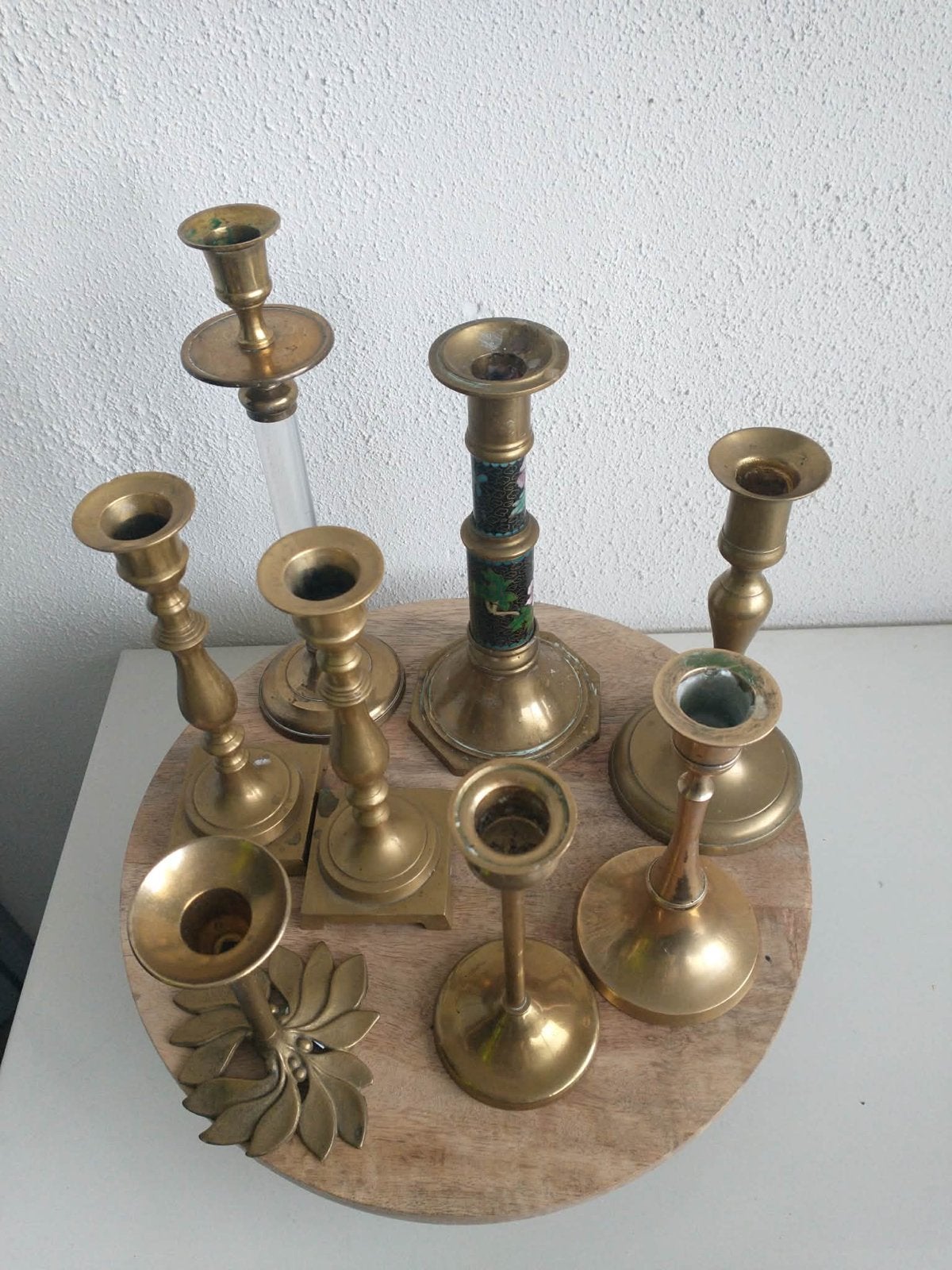 Leuke verzameling messing kandelaars, Ophalen of Verzenden, Koper of Brons