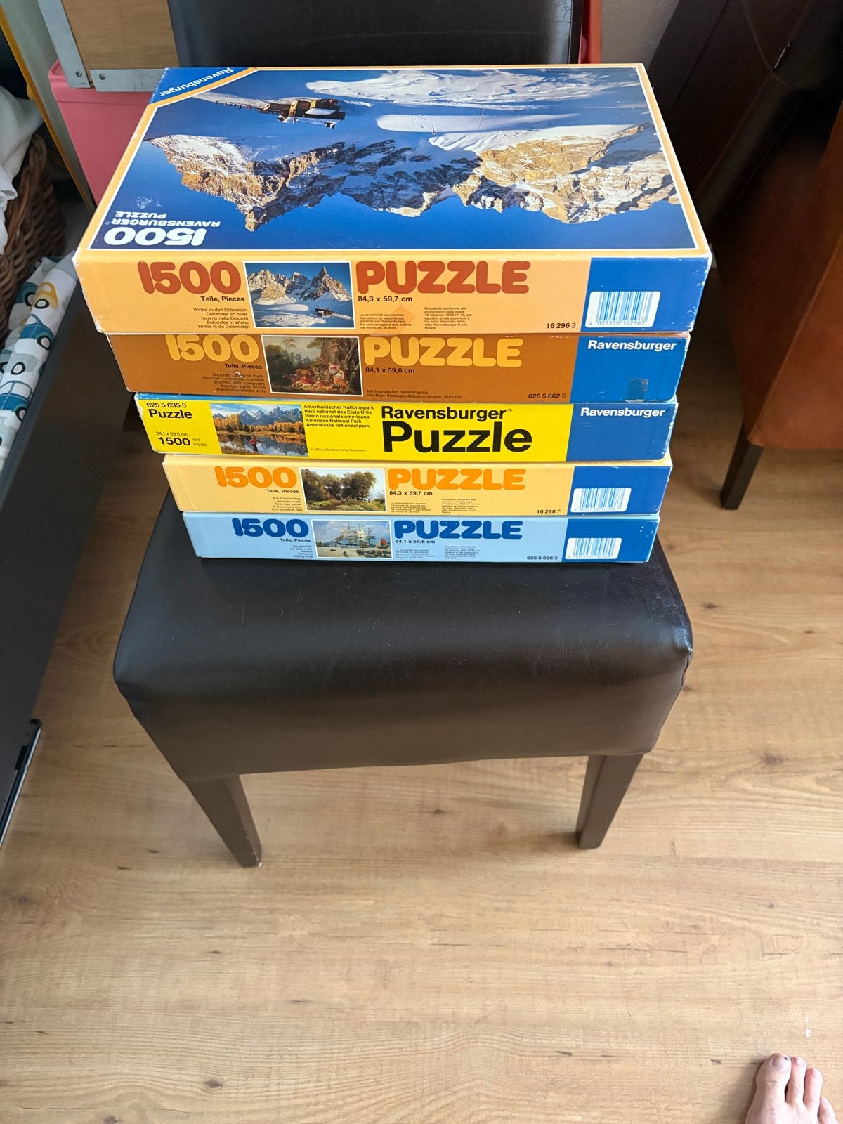 5 Ravensburger legpuzzels van 1500 stukjes, Ophalen, Meer dan 1500 stukjes, Gebruikt, Legpuzzel