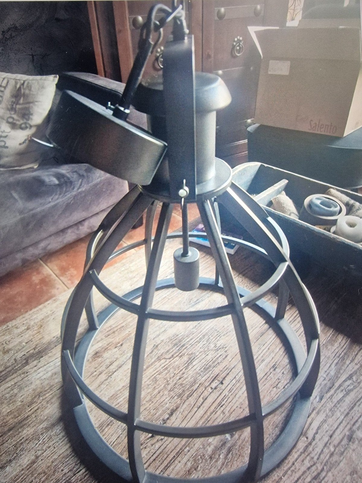 Grote metalen hanglamp H 74 cm, Ophalen, Zo goed als nieuw
