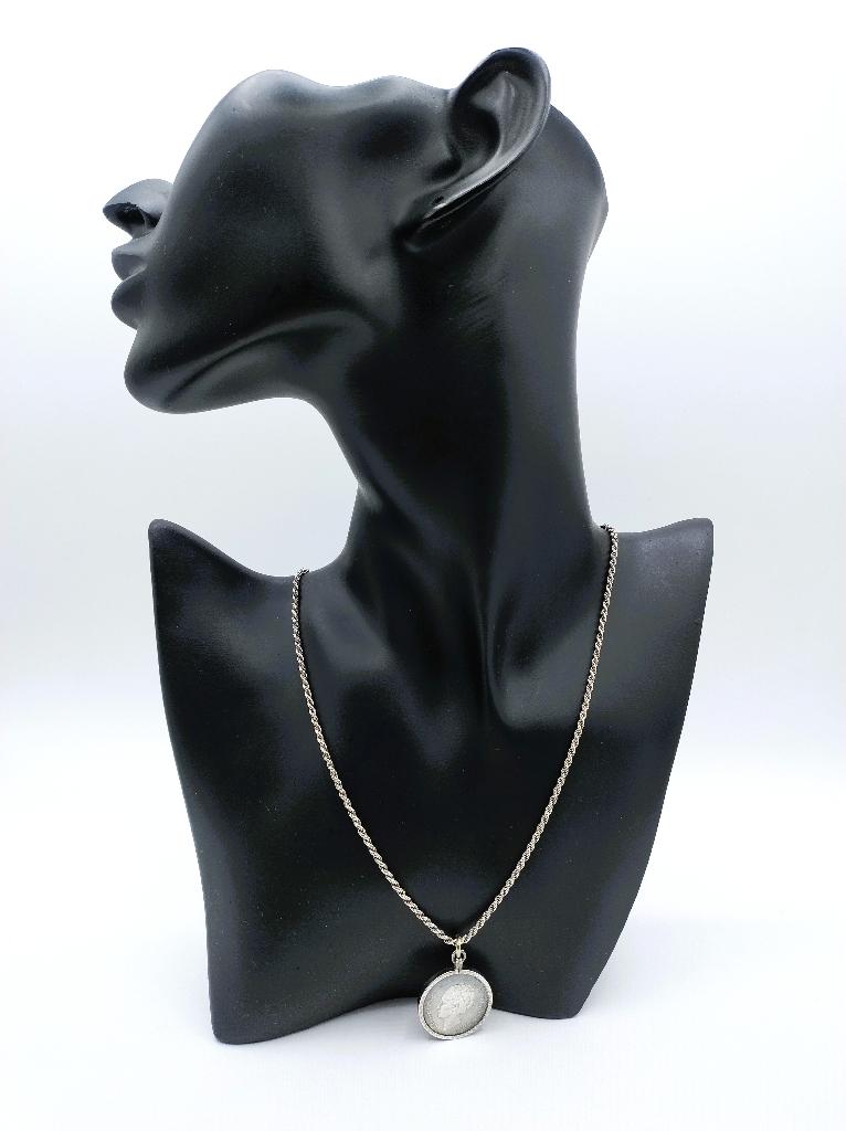 Zilveren slangenketting met halve gulden hanger, 43 cm, Met hanger, Gebruikt, Info@zilverwebsite.nl, Verzenden
