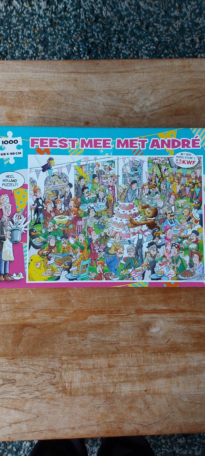 Feest mee met André van Duin puzzel 1000 stukjes KWF, Hobby en Vrije tijd, Ophalen of Verzenden, 500 t/m 1500 stukjes, Zo goed als nieuw