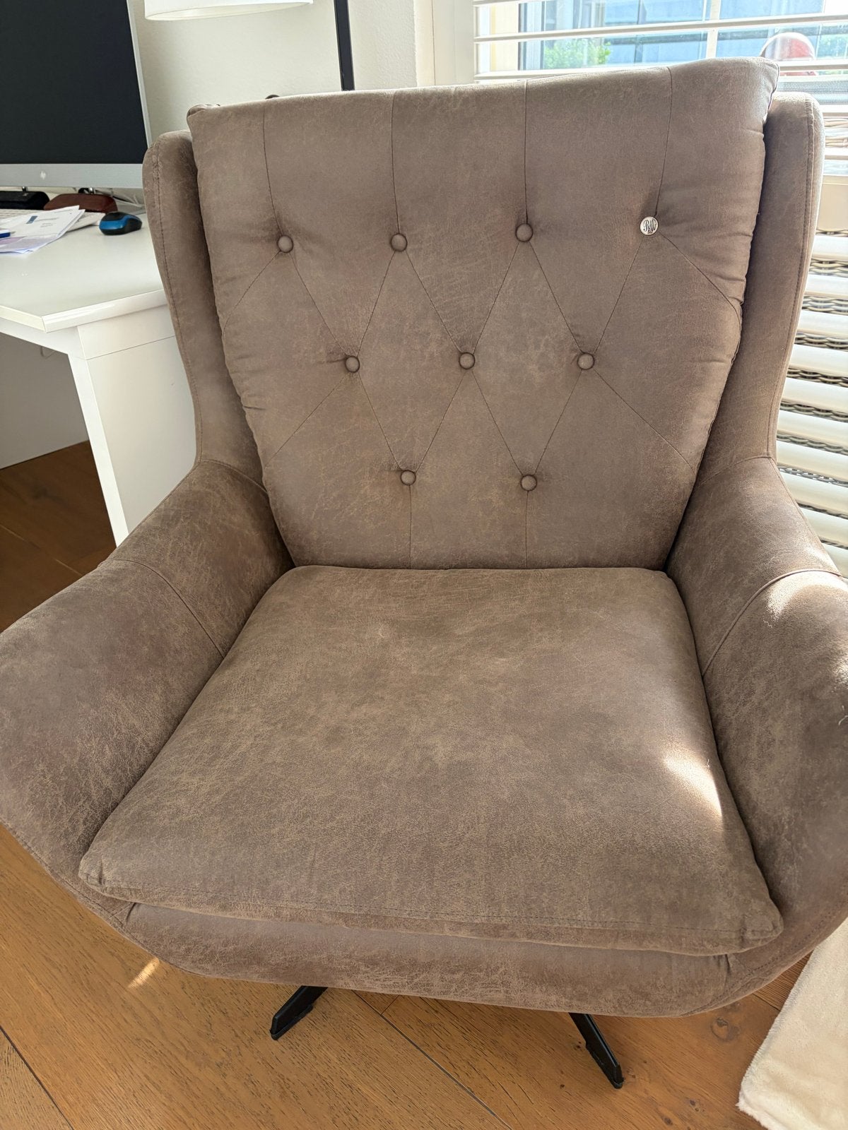Rivièra Maison Statesman leren fauteuil, Ophalen, Gebruikt, Leer, 75 tot 100 cm
