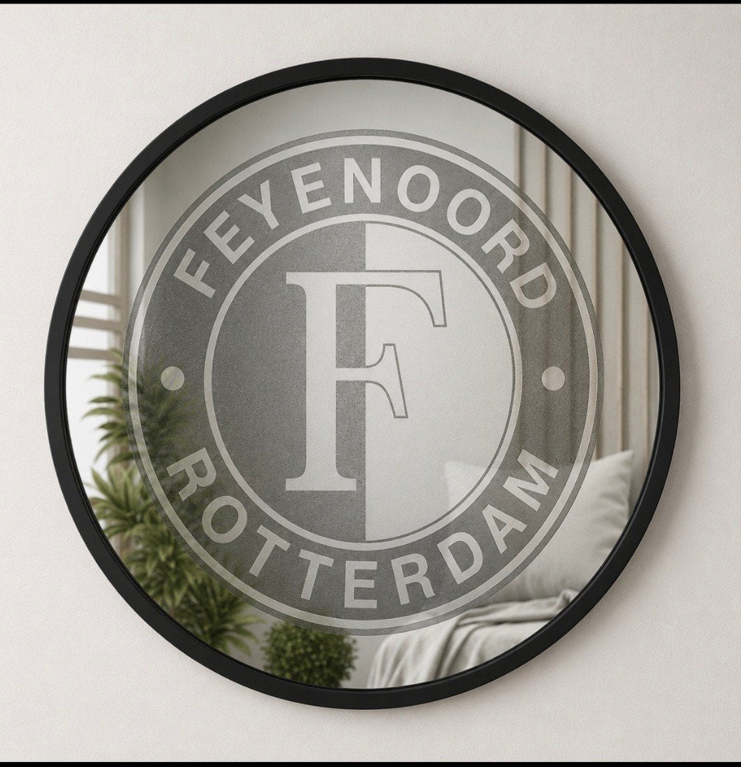 Feyenoord Spiegel 50cm - Rond met Logo, Ophalen of Verzenden, Zo goed als nieuw, Rond, 50 tot 75 cm