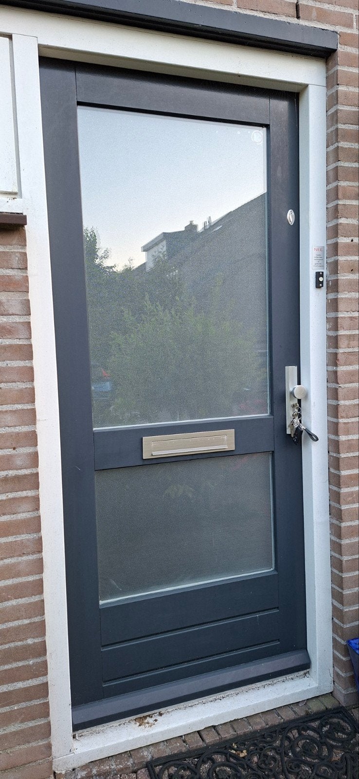 Houten voordeur met dubbel glas en beslag, Doe-het-zelf en Verbouw, Deuren en Horren, Ophalen, Gebruikt, 80 tot 100 cm, Buitendeur