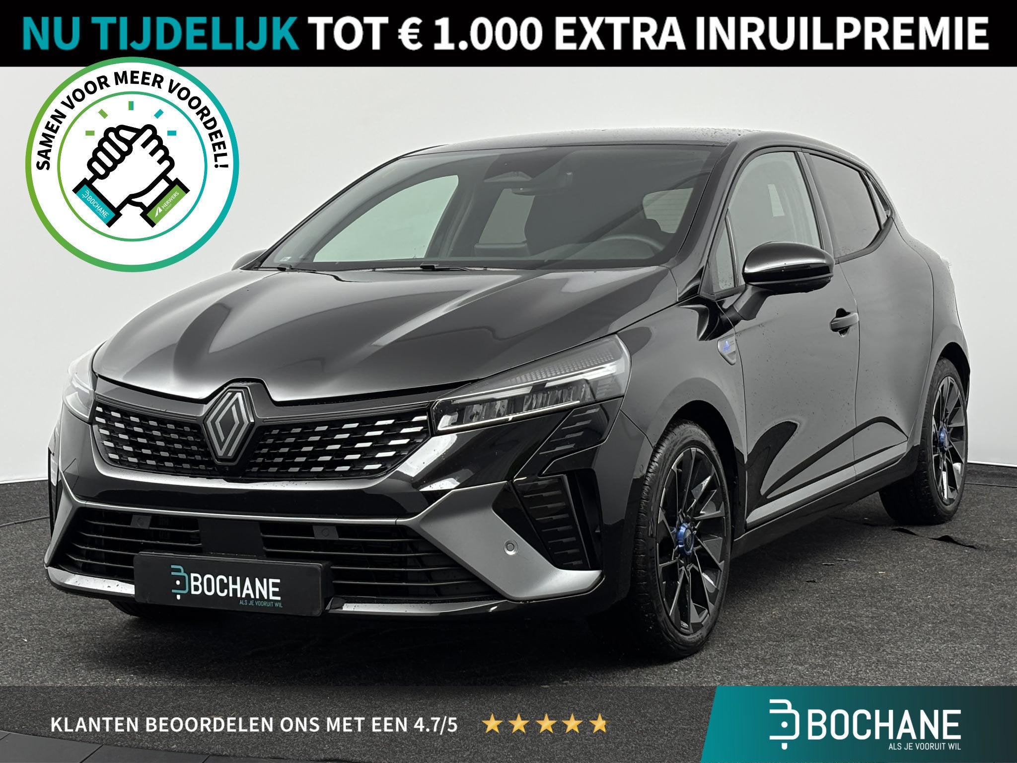 Renault Clio 1.6 E-Tech Full Hybrid 145 esprit Alpine | Pack, Gebruikt, Met garantie (alle), Leder en Stof, Zwart