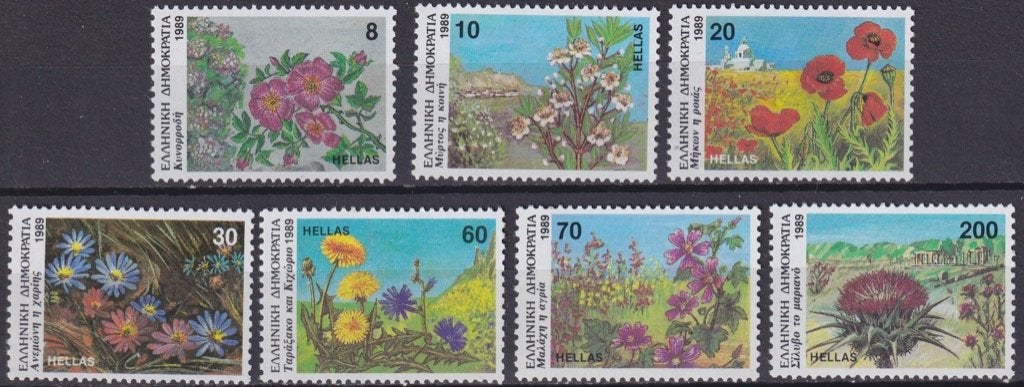 Griekenland 1989 bloemen postfrisse serie Vl. 1787/1793, Verzenden, Griekenland, Postfris
