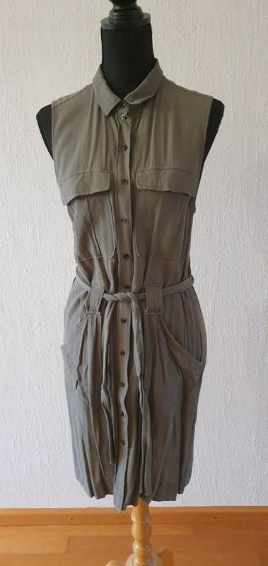H&M Kakigroene Jurk Maat 38 - Zgan, Maat 38/40 (M), H&M, Ophalen of Verzenden, Zo goed als nieuw