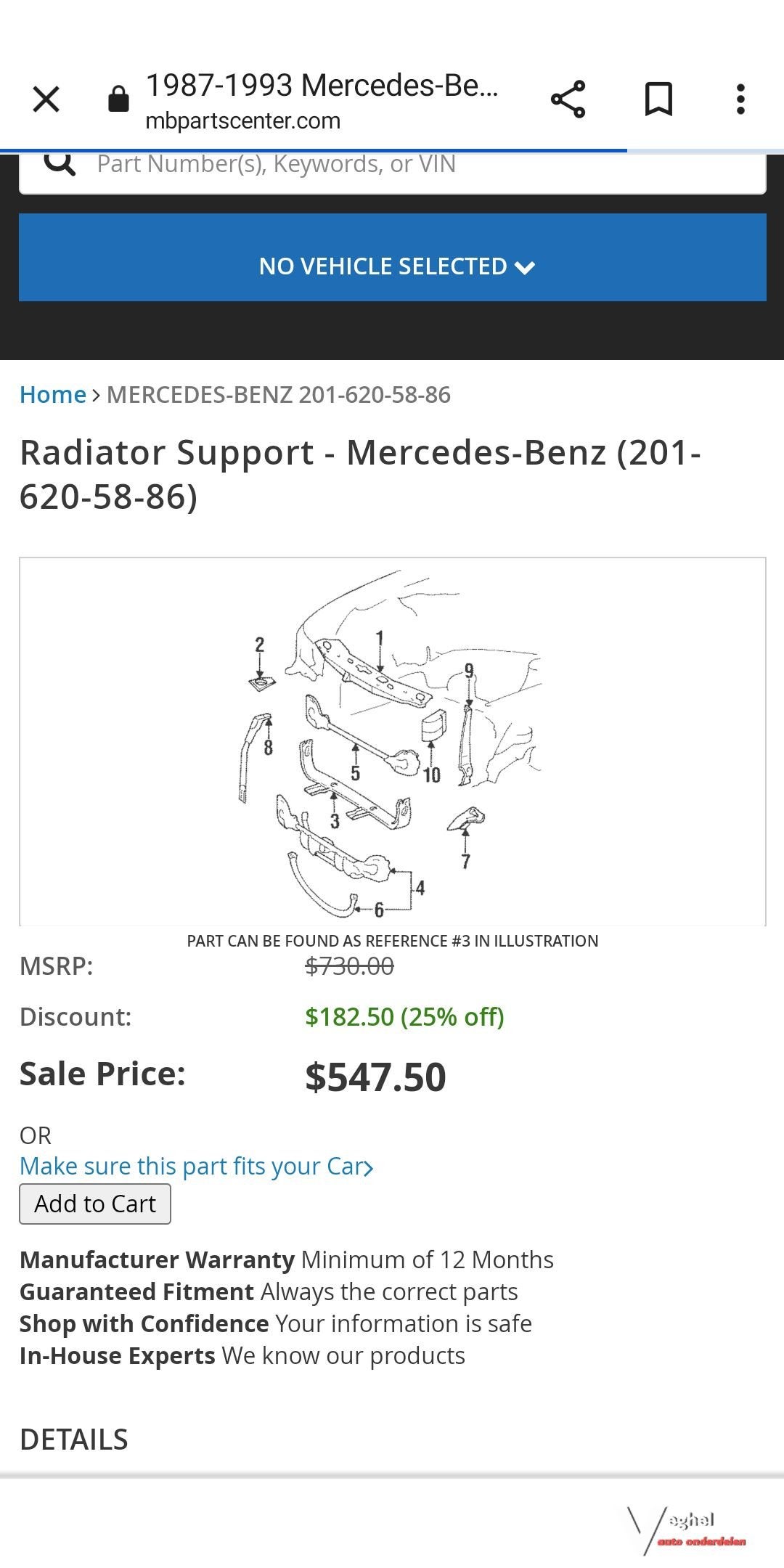 Mercedes w201 2.6 2.5 turbo diesel Voorfront deel, Ophalen, -, -, Nieuw