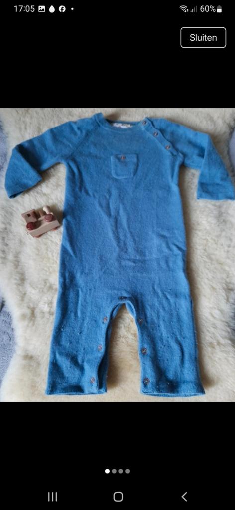 Liberty London Cashmere Romper - Blauw (Maat 12), Ophalen of Verzenden, Zo goed als nieuw, Liberty London, Jongetje of Meisje