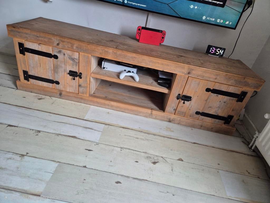 Steigerhout TV Meubel - 180 cm, Gebruikt, 150 tot 200 cm, Grenenhout, Ophalen of Verzenden