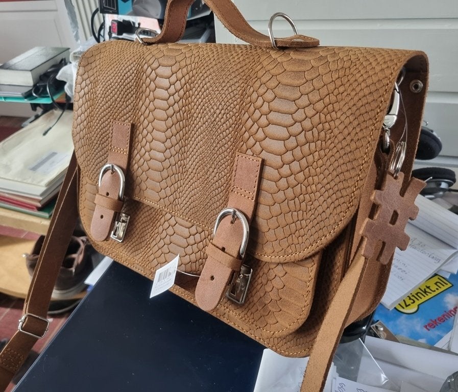 nieuw schoudertas Rillstab Own stuff 38 cm echt leer, Ophalen, 30 tot 40 cm, Minder dan 30 cm, Zwart