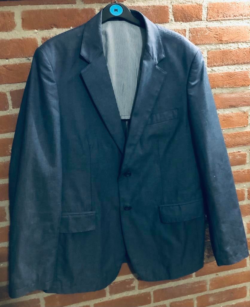 LIV 100% Linnen Blauw Visgraat blazer/ jasje Mt 52, Ophalen of Verzenden, Zo goed als nieuw, Maat 52/54 (L), Blauw