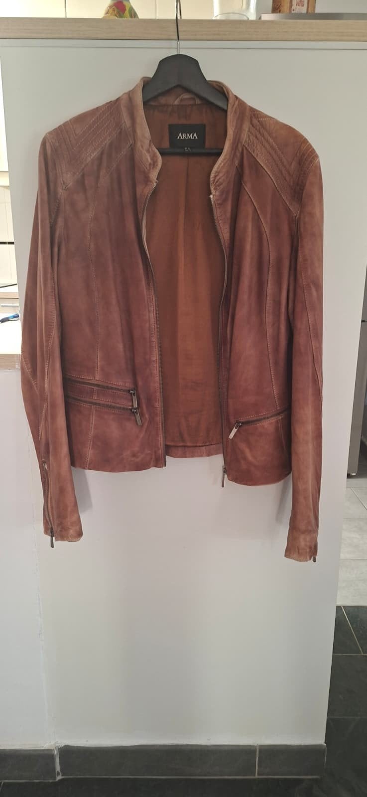 ARMA Leren Jas Dames - Bruin - Maat 42, Arma, Ophalen of Verzenden, Maat 42/44 (L), Bruin