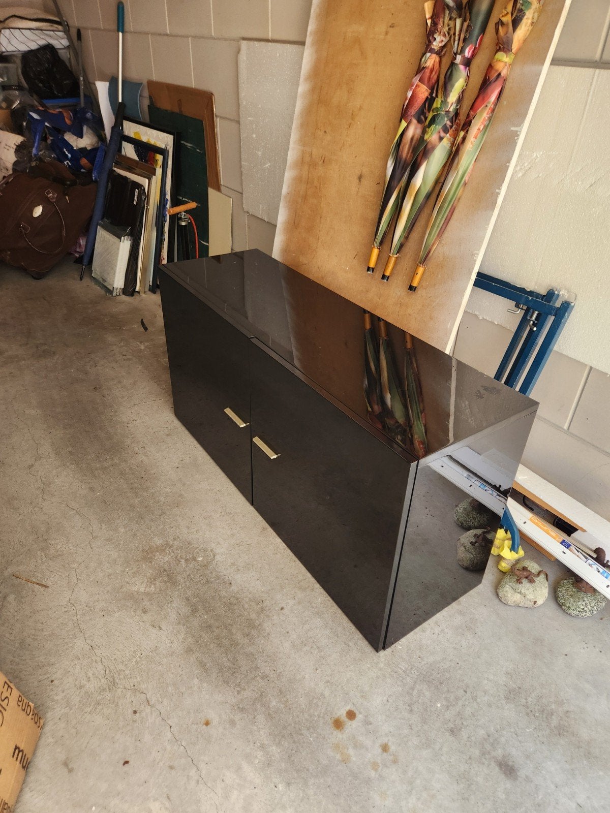 Zwart hoogglans tv-meubel / dressoir, Ophalen, Gebruikt, 100 tot 150 cm, Minder dan 100 cm