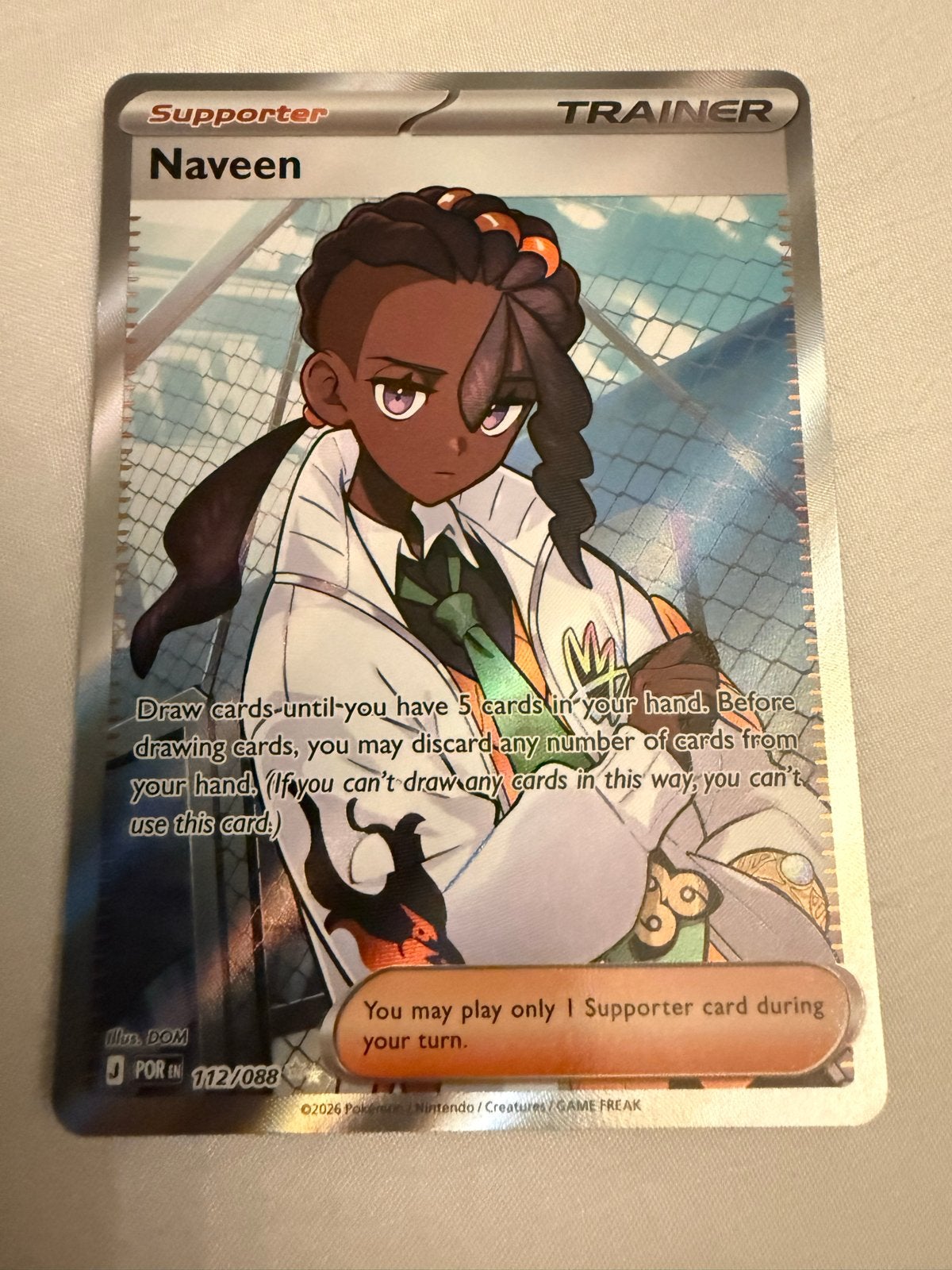 Pokémon TCG Naveen (POR 112) Perfect Order, Ophalen of Verzenden, Zo goed als nieuw, Losse kaart, Foil
