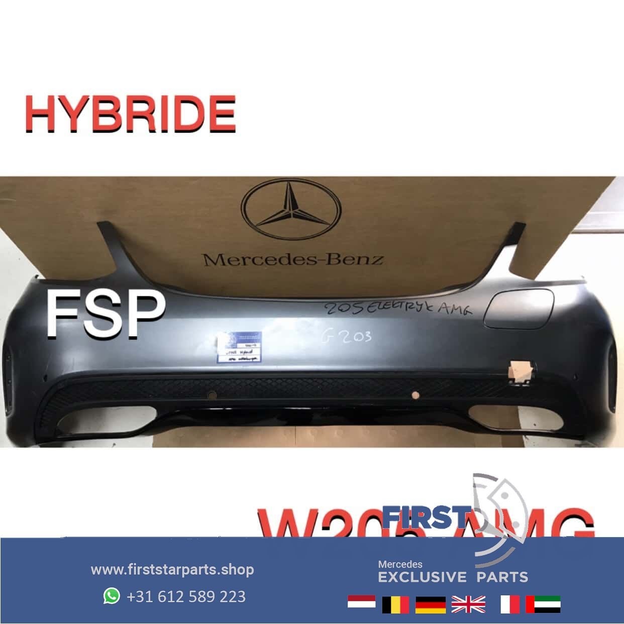W205 S205 HYBRID EQ AMG ACHTERBUMPER ZWART WIT GRIJS Mercede, Gebruikt, -, Ophalen of Verzenden, Achter