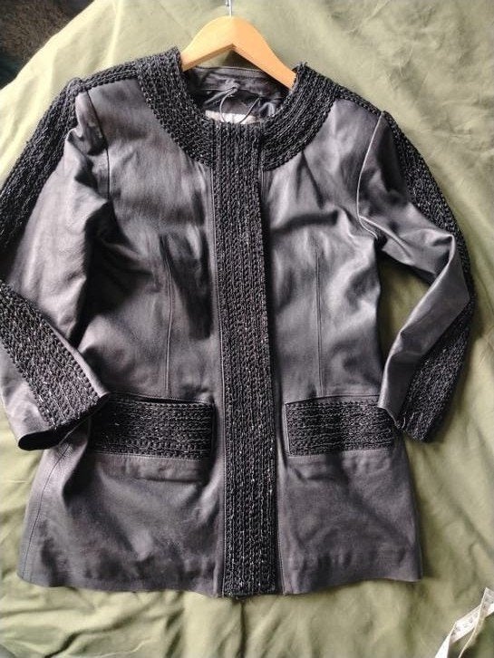 Luxe vintage echte leren Jasje met Kralen - Maat L, Maat 42/44 (L), Ophalen of Verzenden, Zo goed als nieuw, Balifas