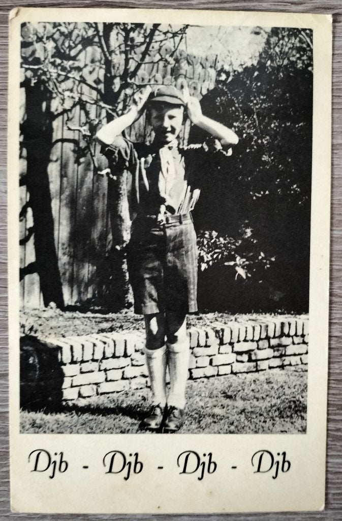 DJB-DJB-DJB-DJB, Scouting met welpje, padvinder, 1950, Ophalen of Verzenden, 1940 tot 1960, Gelopen, Zuid-Holland
