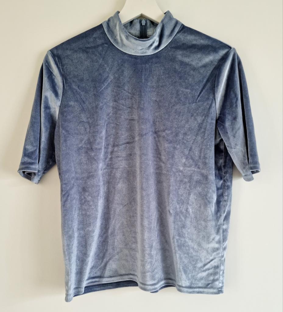 Modström fluwelen top met korte mouwen en col maat XS, Modström, Blauw, Ophalen of Verzenden, Zo goed als nieuw