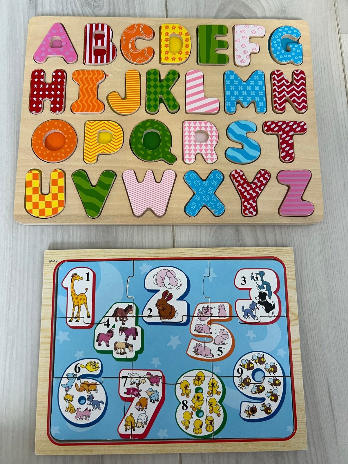 Houten Alfabet en Cijfer Puzzels voor Kinderen, Ophalen, Zo goed als nieuw, Puzzelen