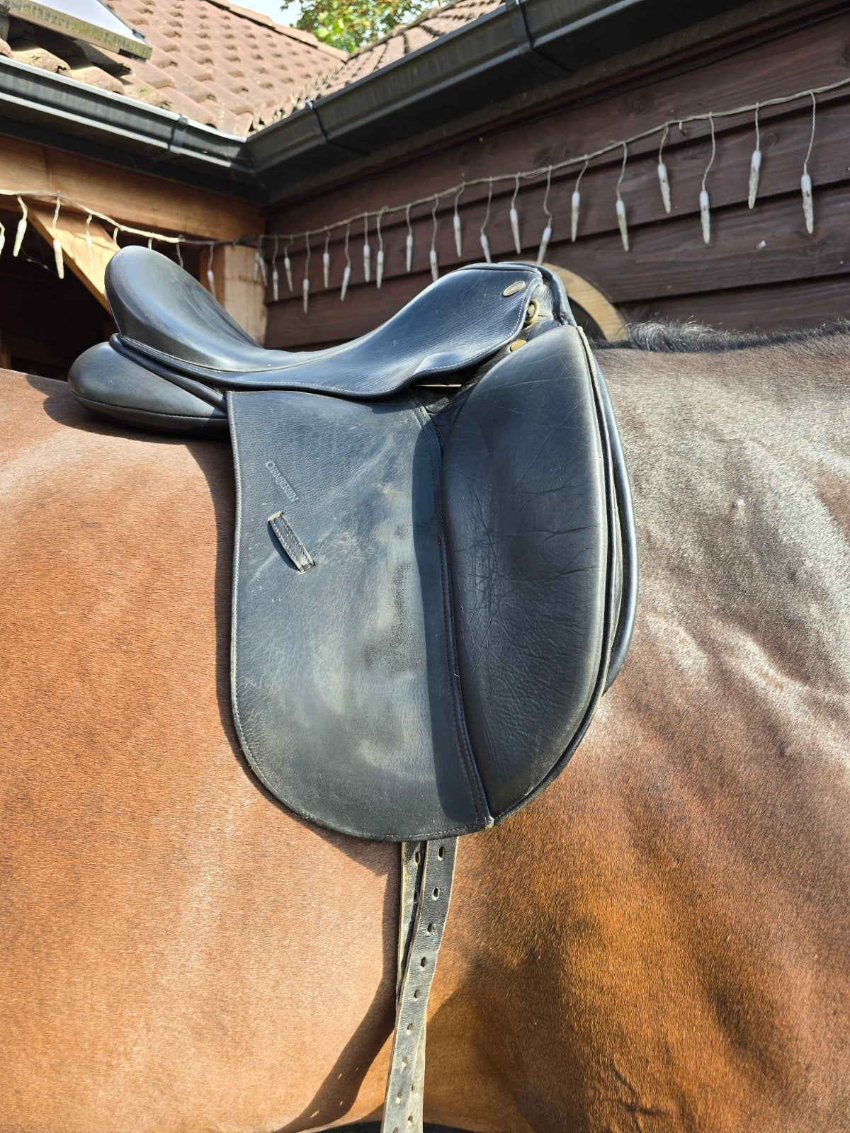 Dressuurzadel Chamberlain, 17,5 inch, nog prima zadel, Dieren en Toebehoren, L (17.5 inch), Gebruikt, Dressuur, Overige merken
