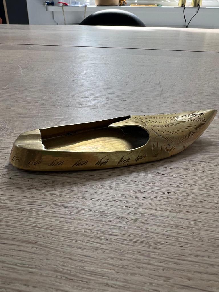 Vintage Gegraveerde Messing Schoen Asbak - Midden-Oosters/In, Ophalen of Verzenden