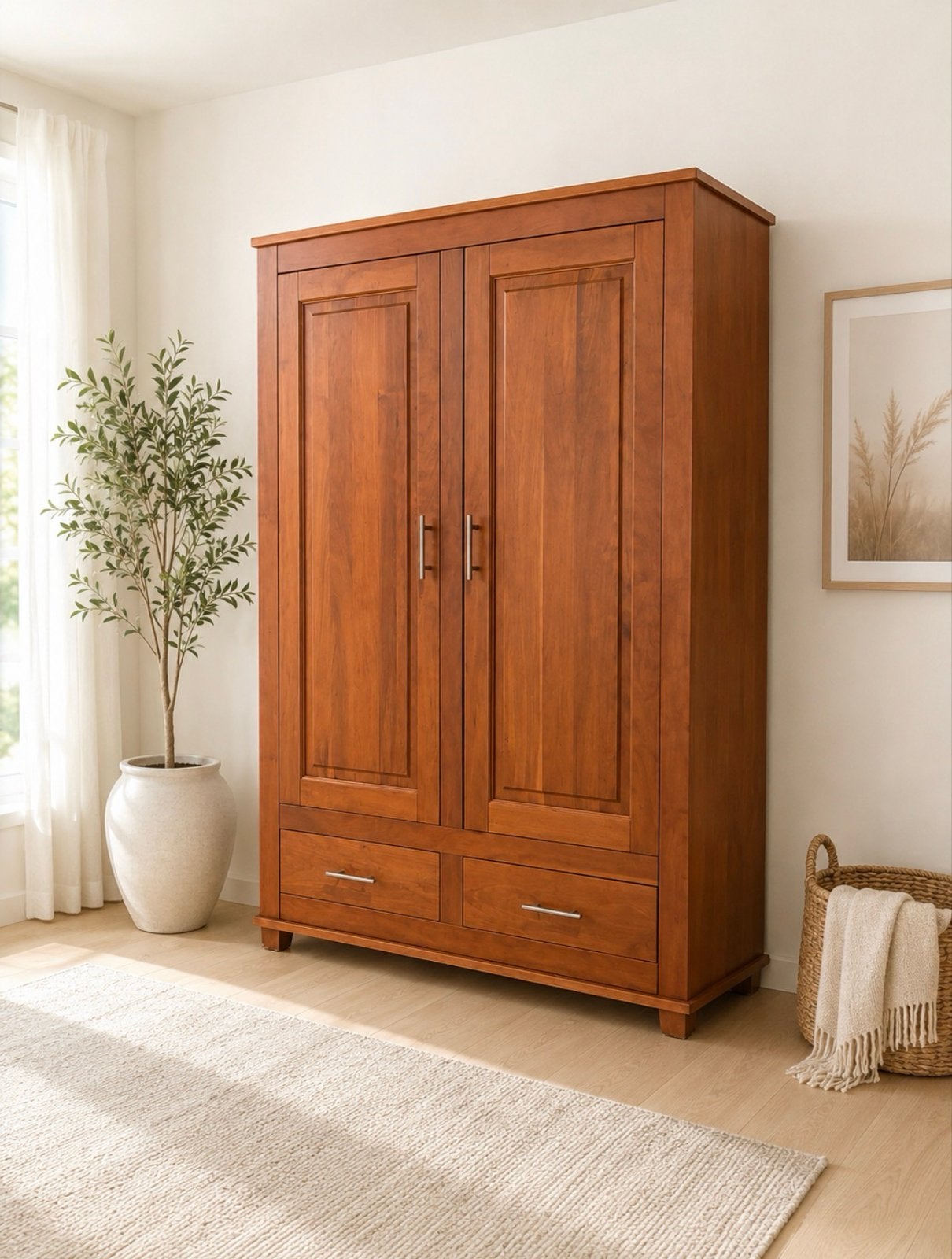 Massief kersenhouten kast - 130x196x60 cm, Ophalen, Gebruikt, 100 tot 150 cm, 150 tot 200 cm