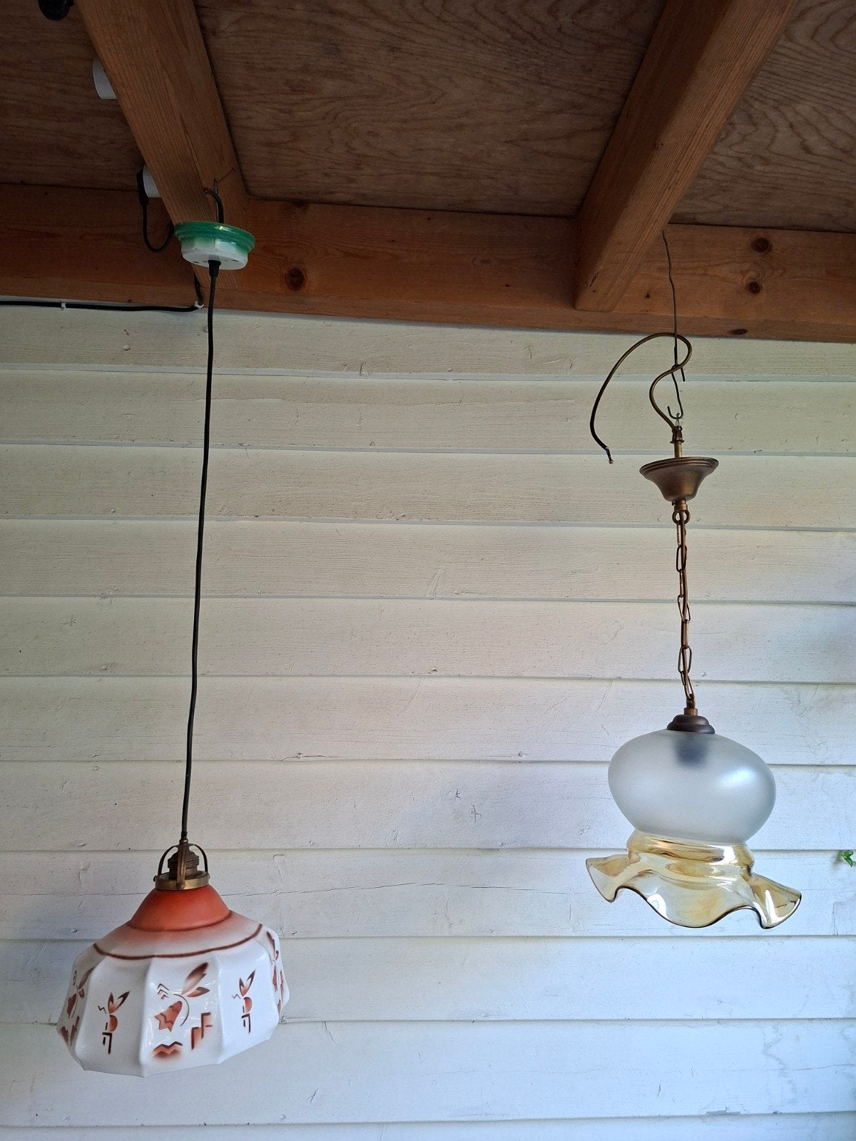 Vintage retro hanglamp Antiek Art Deco Design glas jaren 30., Ophalen of Verzenden