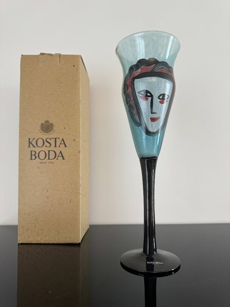 Decoratief wijnglas Open Minds van Kosta Boda, Blauw, Ophalen of Verzenden, Zo goed als nieuw, Modern