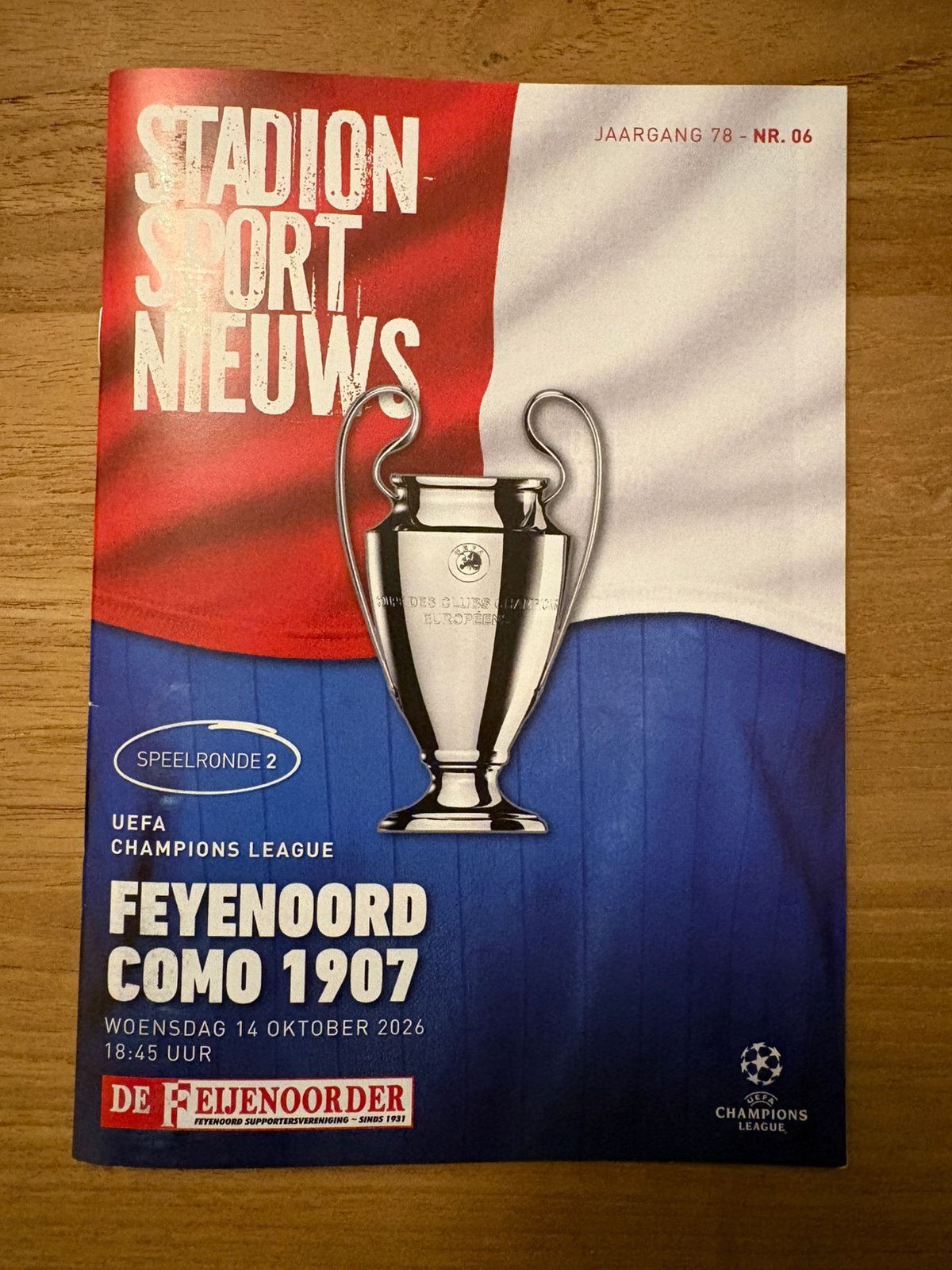 Programmaboekje Feyenoord - Como 1907, Verzamelen, Ophalen of Verzenden, Nieuw, Feyenoord, Boek of Tijdschrift