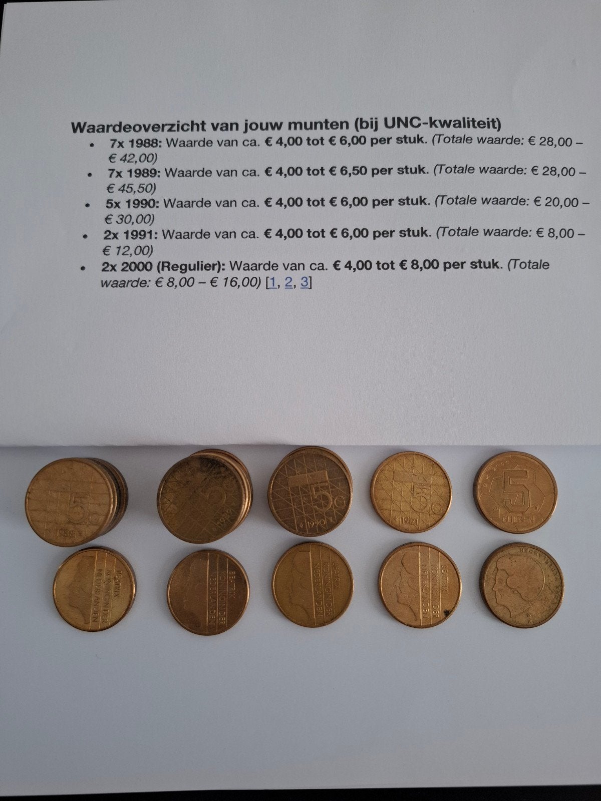 Nederlandse 5 gulden munten (1988, 1989, 1990, 1991, 2000), Ophalen, Koningin Beatrix, 5 gulden