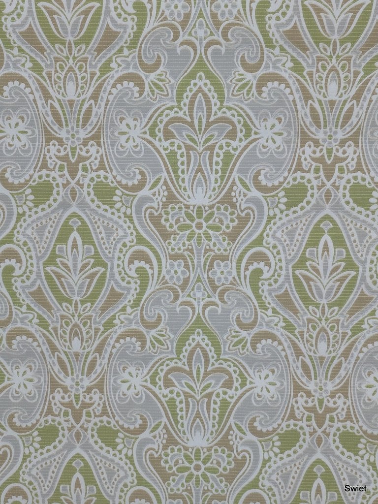 4940 barok groen wit beige vintage ornament zacht retro 70s, Ophalen of Verzenden, Groen