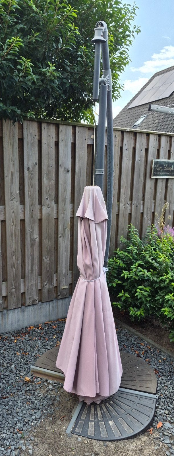 Zweefparasol met 3 parasol tegels, Tuin en Terras, Parasols, Ophalen, Gebruikt, Zweefparasol