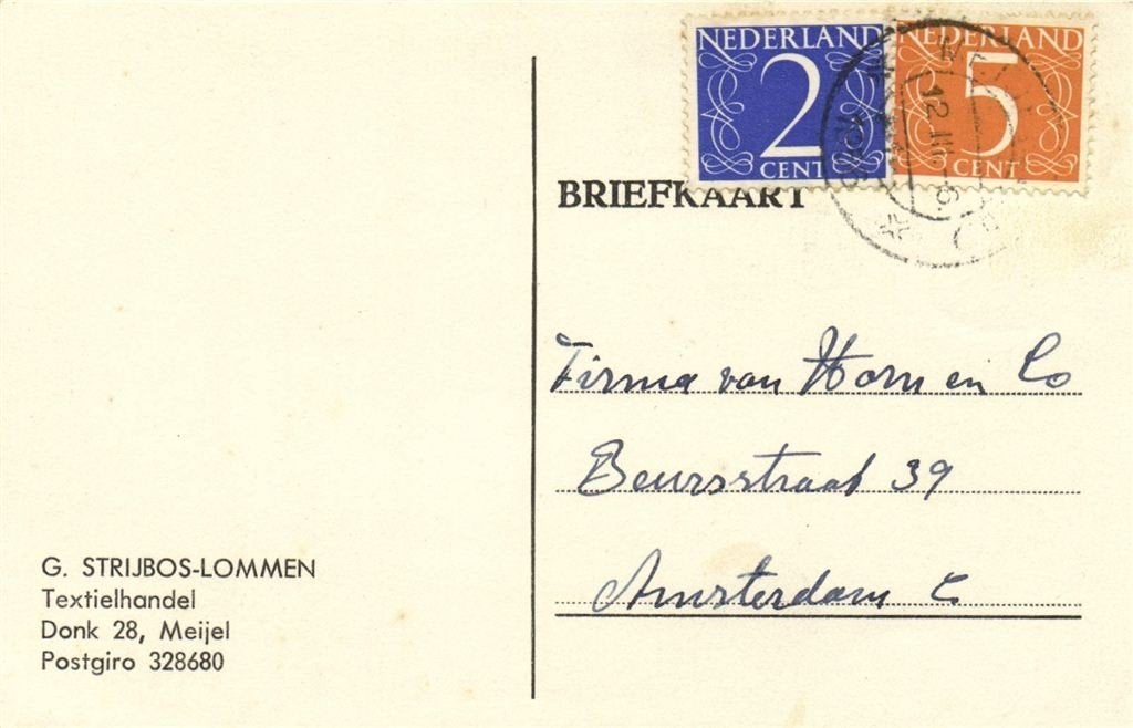 G. Strijbos-Lommen, Meijel - 03.1956 - briefkaart, Ophalen of Verzenden, Briefkaart